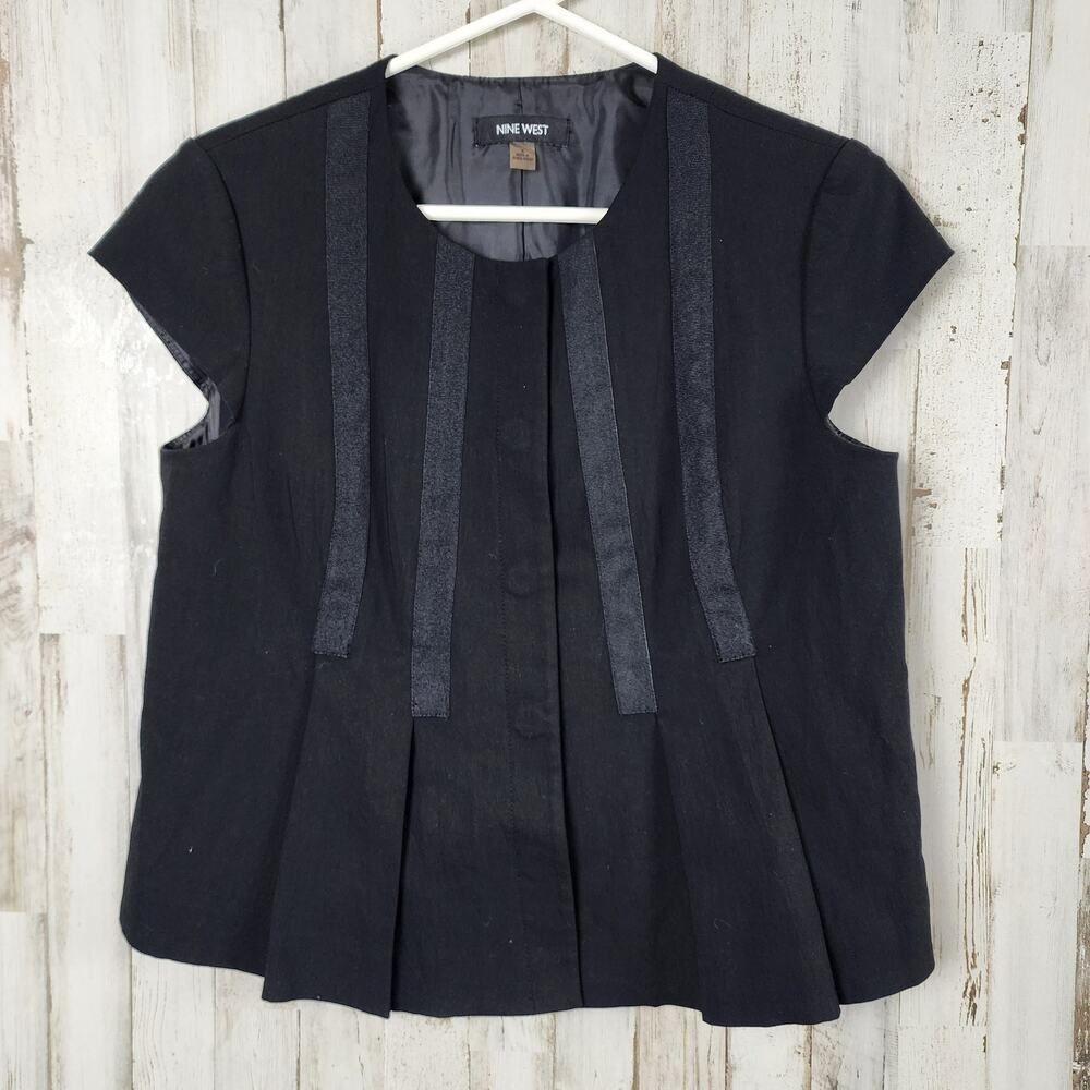 Nine West Short Sleeve Top Black Size 8